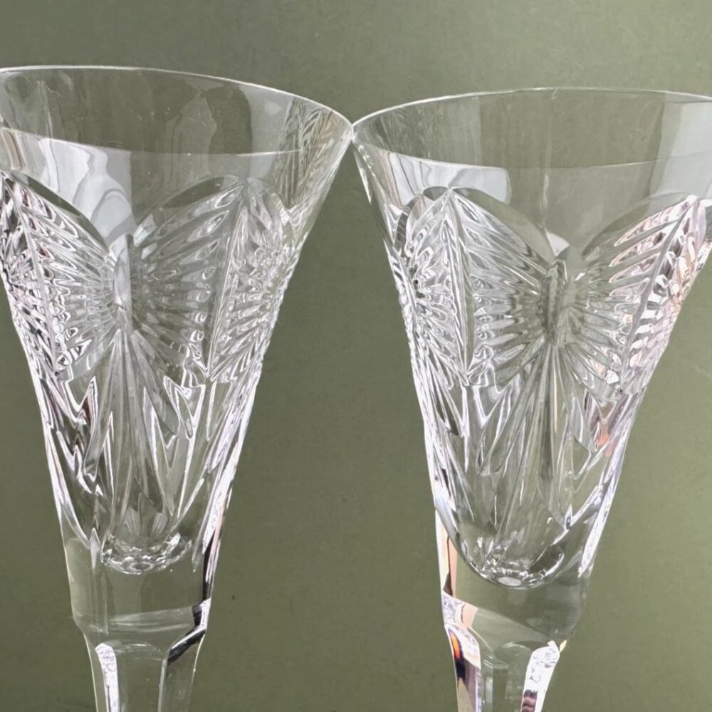 Waterford Millennium Happiness Toasting Flutes ~ Pair ~